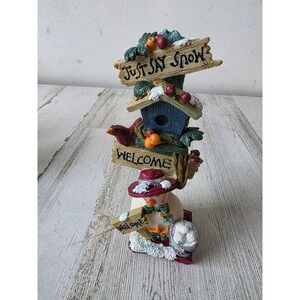 Vintage Pacific snowman birdhouse statue figurine Xmas snow cardinal decor